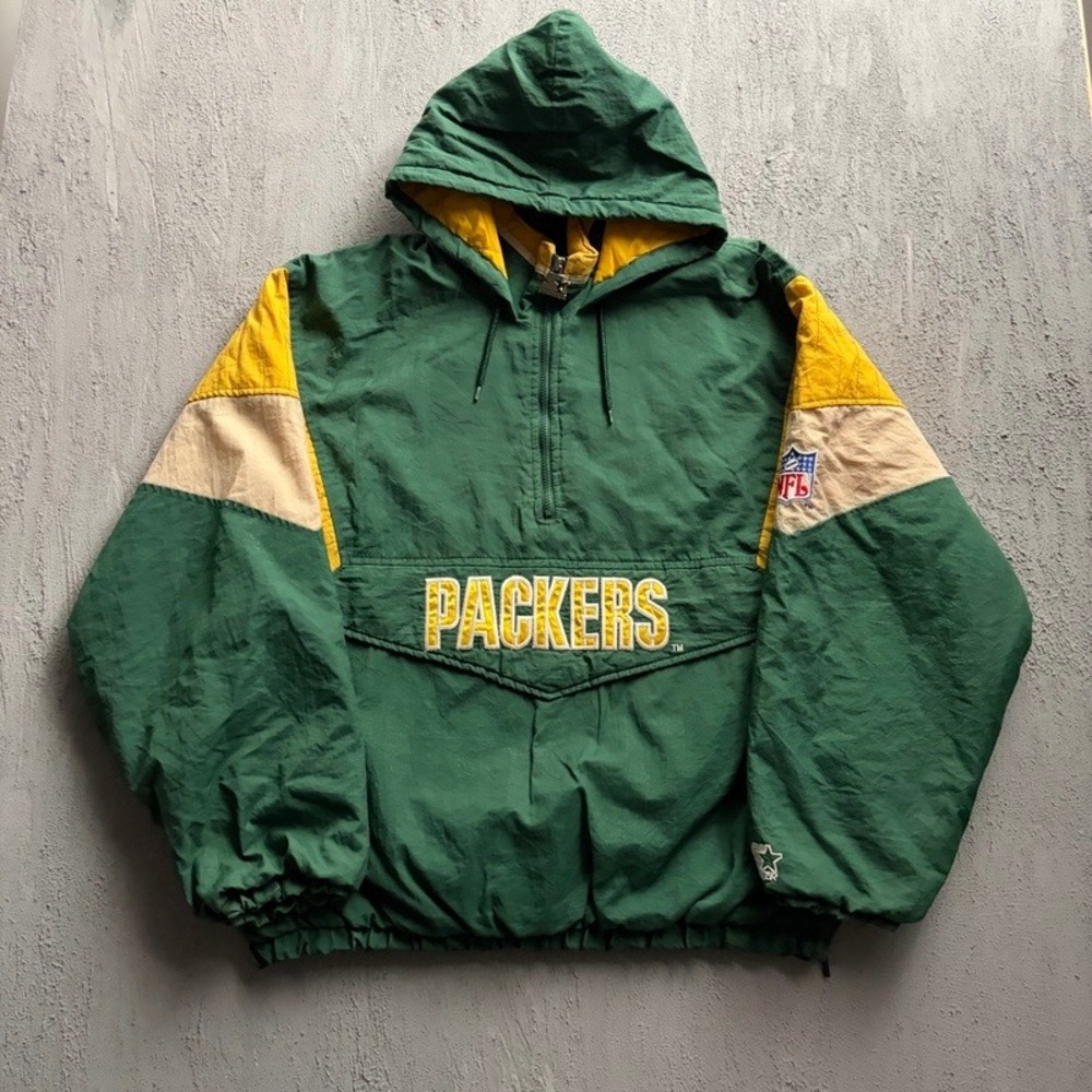 Vintage Green Bay Packers Anorak Jacket XL Green 1990s NFL Pro Line Starter